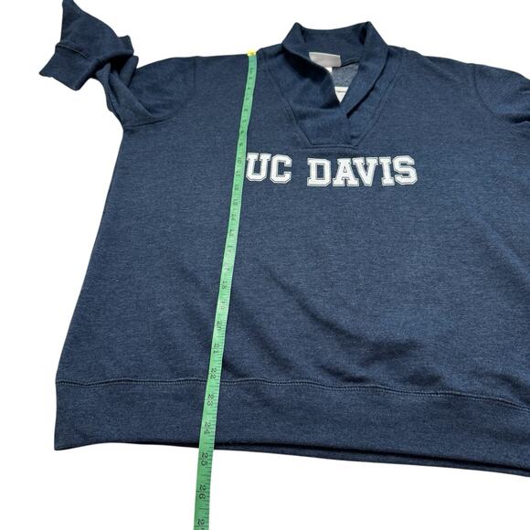 UC DAVIS Shawl Collar Womens Lightweight Sweatshirt Size Large Blue White - Picture 9 of 10